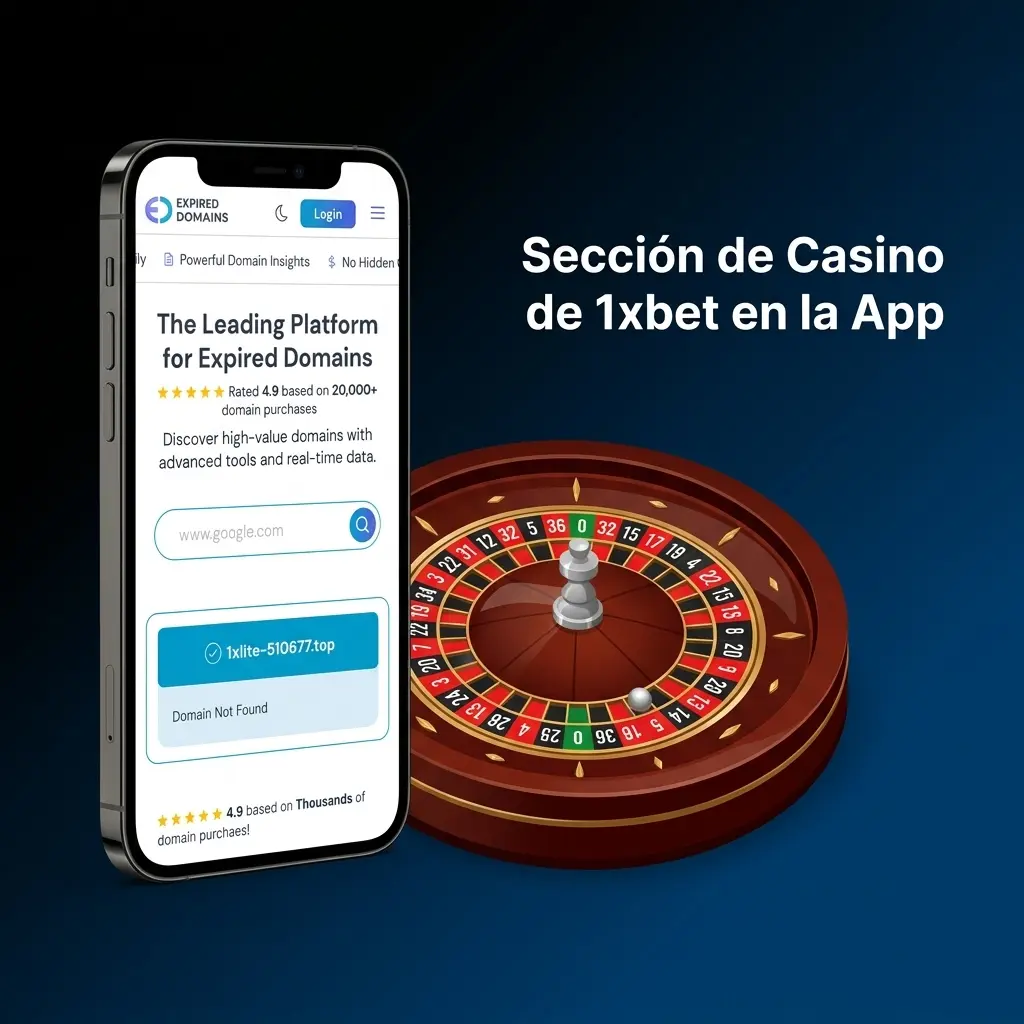 Sección de casino en la app de 1xbet con tragamonedas, ruleta, blackjack y casino en vivo optimizados para móvil